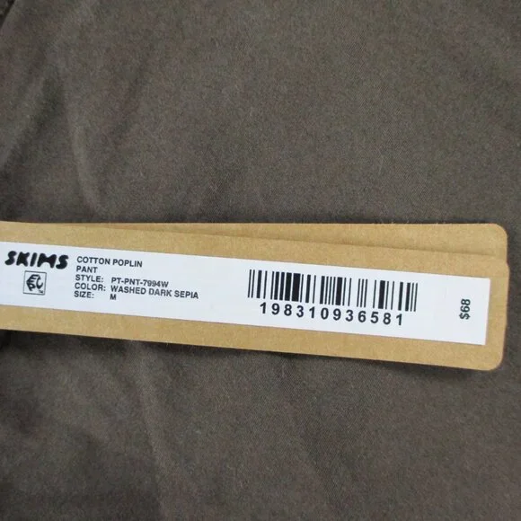 SKIMS Cotton Poplin Pants Womens Medium Brown Washed Dark Sepia Wide Leg NWT NEW - Picture 11 of 13